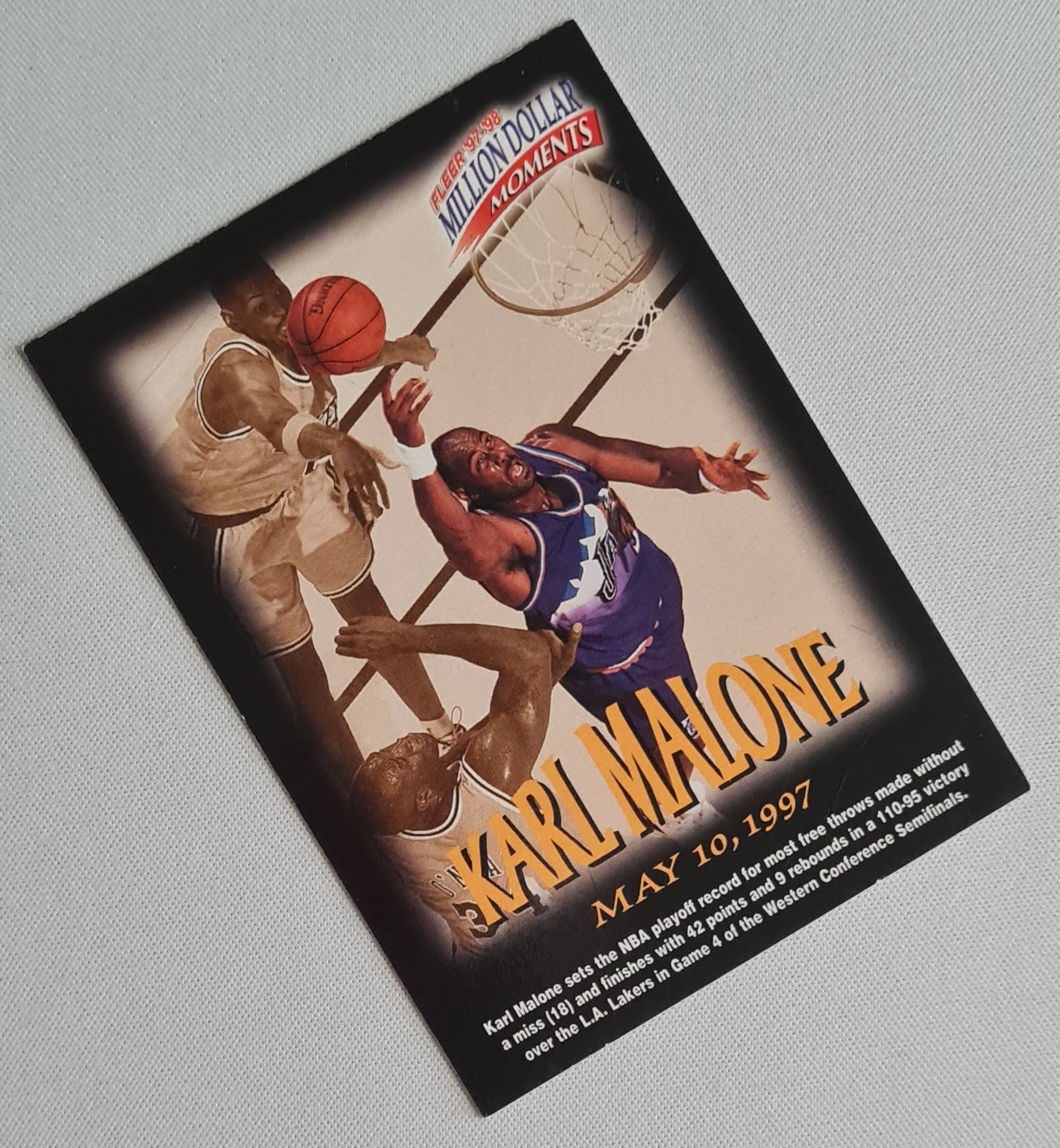 Karl Malone - 1997 Fleer NBA Basketball Million Dollar Moments Utah Jazz #17 of 50 (set)