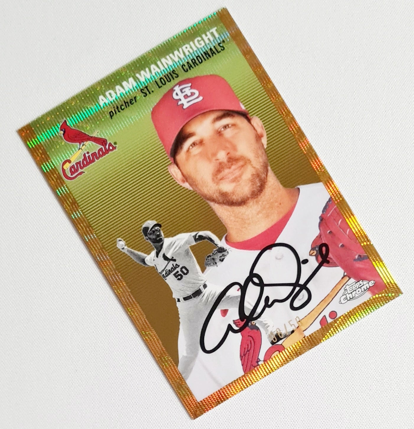 Adam Wainwright - 2023 Topps MLB Baseball St. Louis Cardinals #392 Platinum Anniversary Gold Refractor 08/50