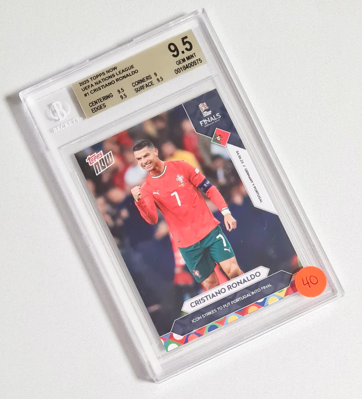 Cristiano Ronaldo - 2025 Topps Now UEFA Nations League #1 Beckett 9.5 GEM MINT