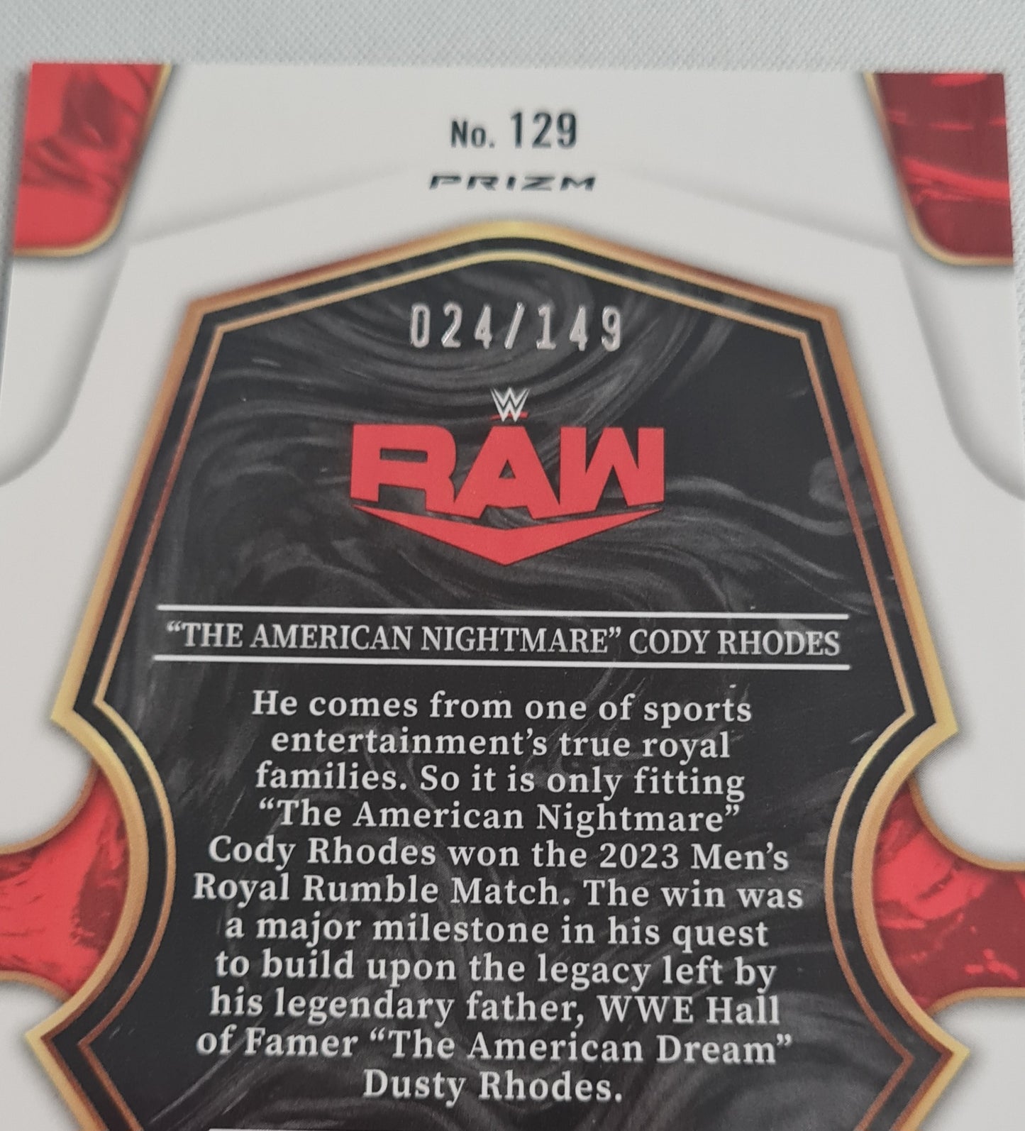 Cody Rhodes - 2023 Panini Select WWE Wrestling RAW #129 Premier Level /149