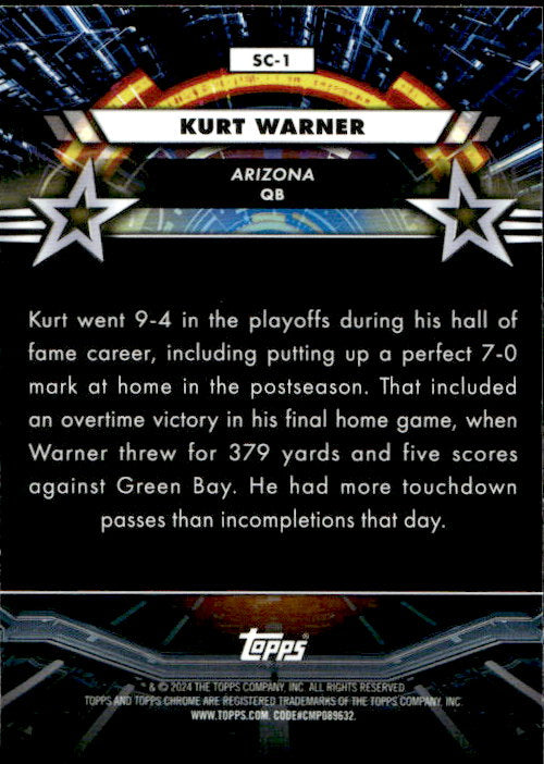 Kurt Warner - 2024 Topps Chrome Star Command #SC-1 Arizona Cardinals