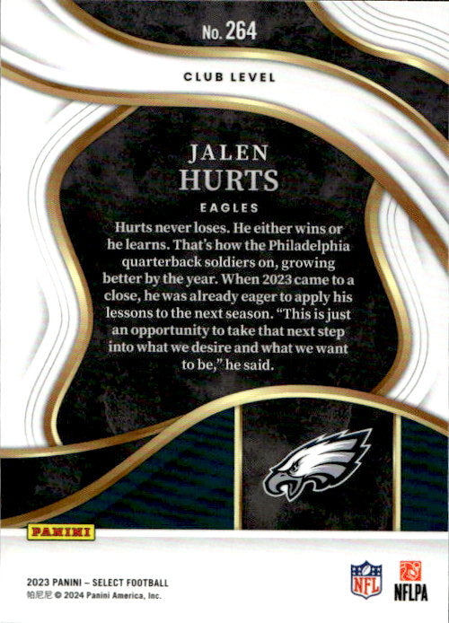 Jalen Hurts - 2023 Panini Select Club Level #264 Philadelphia Eagles