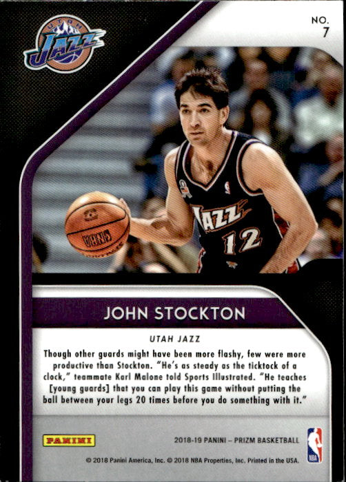 John Stockton - 2018/19 Panini Prizm Basketball Hall Monitors #7 Utah Jazz