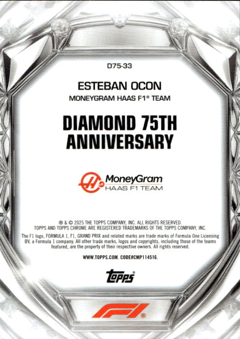 Esteban Ocon - 2025 Topps Chrome F1 Night Vision Mini Diamond 75th Anniversary /299 #D75-33