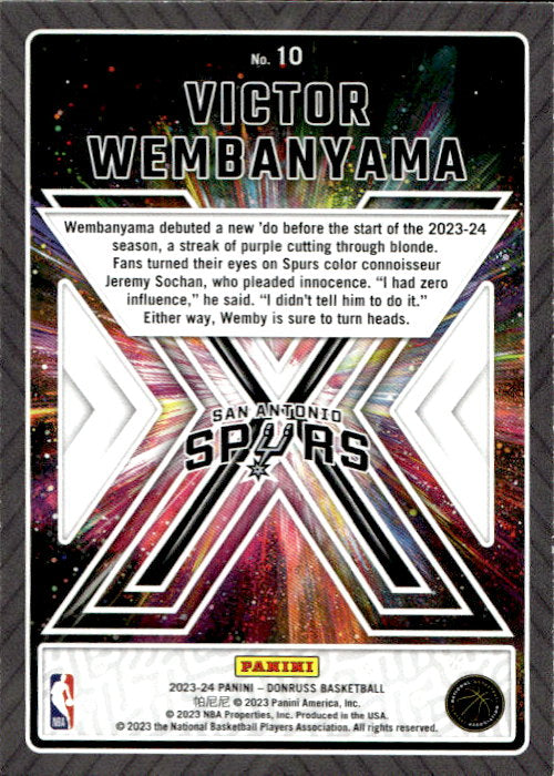 Victor Wembanyama - 2023/24 Panini Donruss Great X-Pectations (RC) #10 San Antonio Spurs