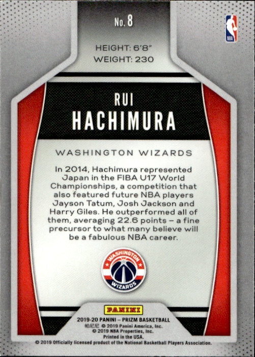 Rui Hachimura - 2019/20 Panini Prizm Basketball Instant Impact #8 Washington Wizards
