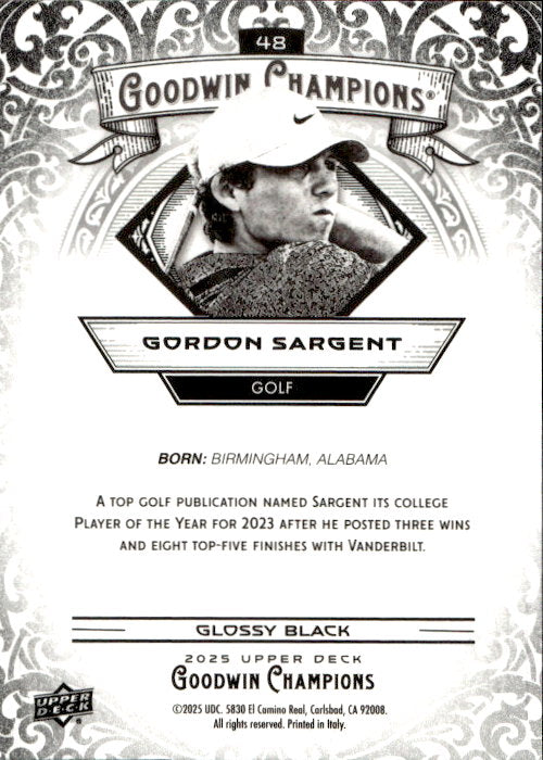 Gordon Sargent - 2025 Upper Deck Goodwin Champions Glossy Black #48