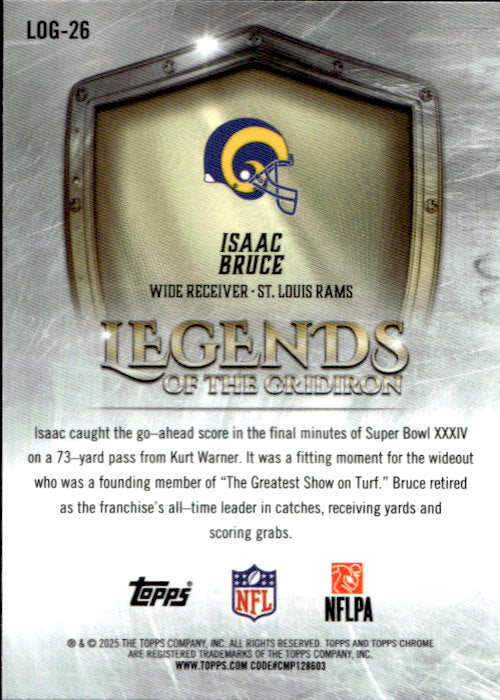 Isaac Bruce - 2025 Topps Chrome NFL Legends of the Gridiron #LOG-26 Los Angeles Rams