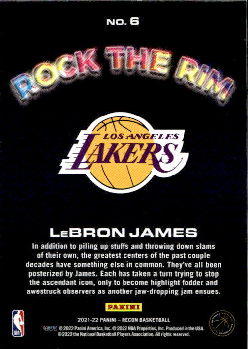 LeBron James - 2021/22 Panini Recon Basketball Rock The Rim #6 Los Angeles Lakers