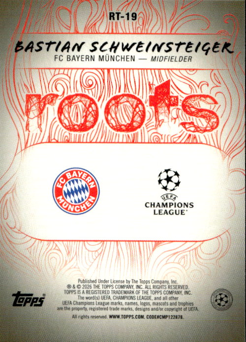Bastian Schweinsteiger - 2025/26 Topps UCL Roots #RT-19 FC Bayern Munchen