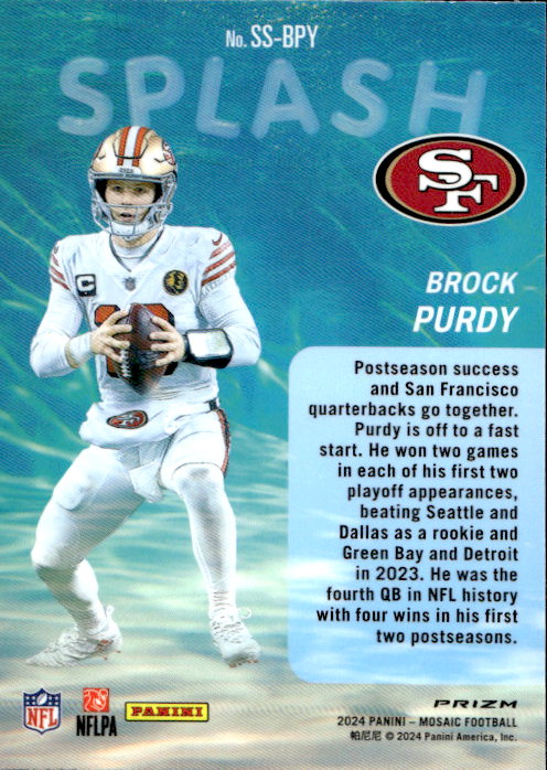 Brock Purdy - 2024 Panini Mosaic Splash Prizm #SS-BPY San Francisco 49ers