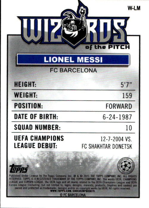 Lionel Messi - 2020/21 Topps Merlin Chrome Wizards of the Pitch #W-LM FC Barcelona