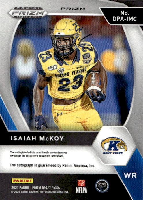 Isaiah McKoy - 2021 Panini Prizm Draft Picks Red Cracked Ice Auto #DPA-IMC Kent State