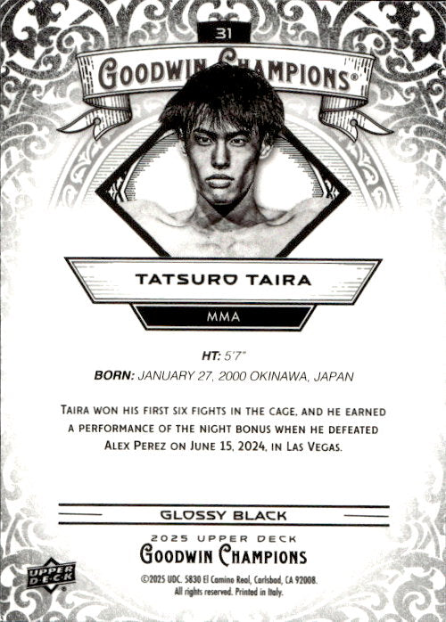 Tatsuro Taira - 2025 Upper Deck Goodwin Champions Glossy Black #31