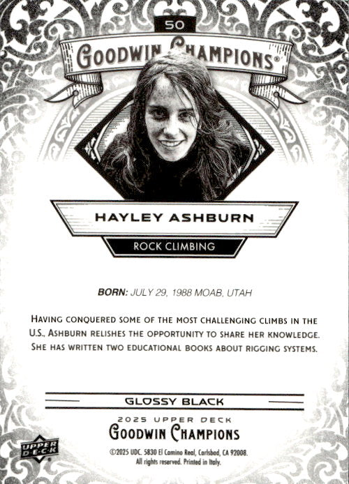 Hayley Ashburn - 2025 Upper Deck Goodwin Champions Glossy Black #50