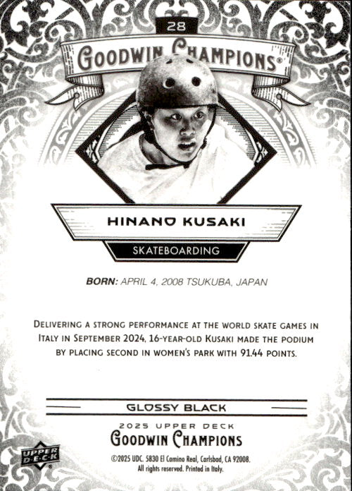 Hinano Kusaki - 2025 Upper Deck Goodwin Champions Glossy Black #28