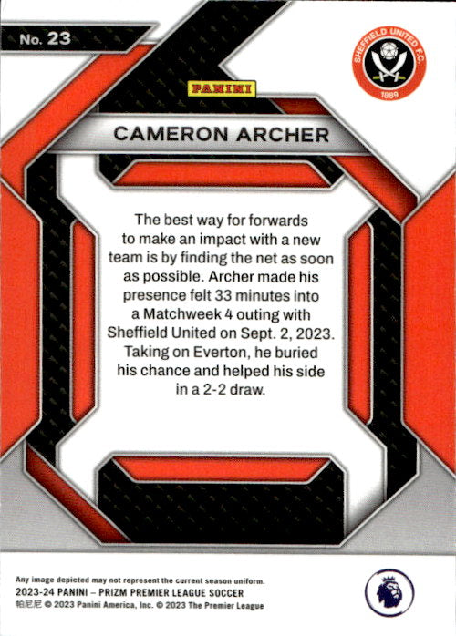 Cameron Archer - 2023/24 Panini Prizm Premier League Soccer Emergent #23 Sheffield United