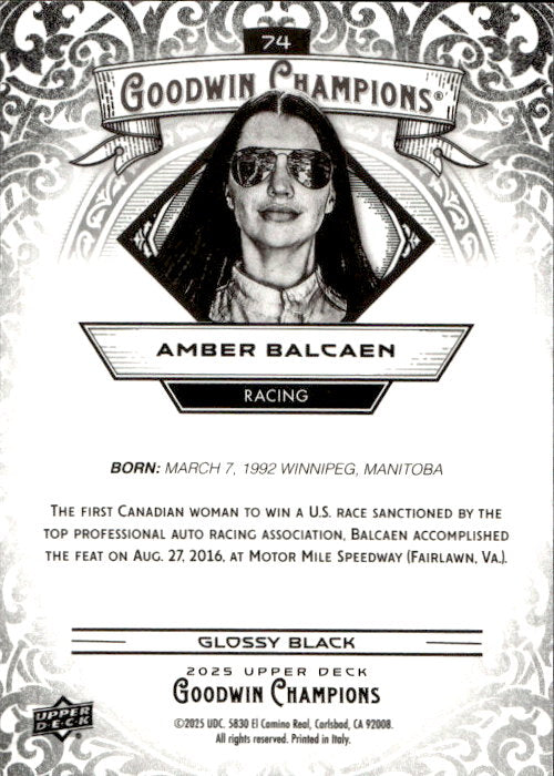 Amber Balcaen - 2025 Upper Deck Goodwin Champions Glossy Black #74