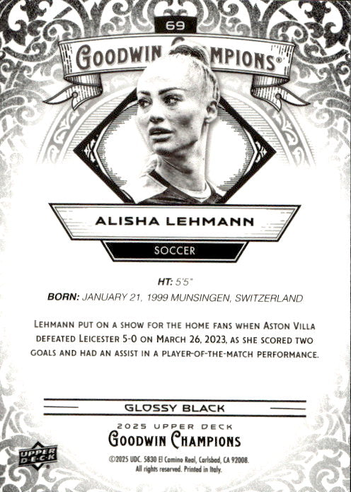 Alisha Lehman - 2025 Upper Deck Goodwin Champions Glossy Black #69