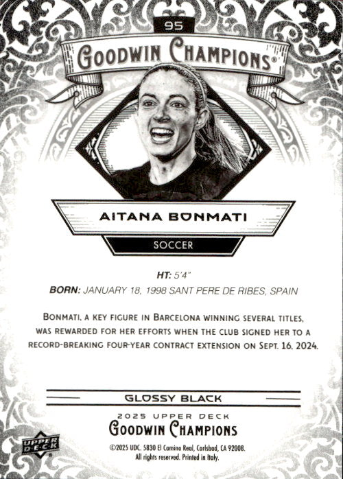 Aitana Bonmati - 2025 Upper Deck Goodwin Champions Glossy Black #95