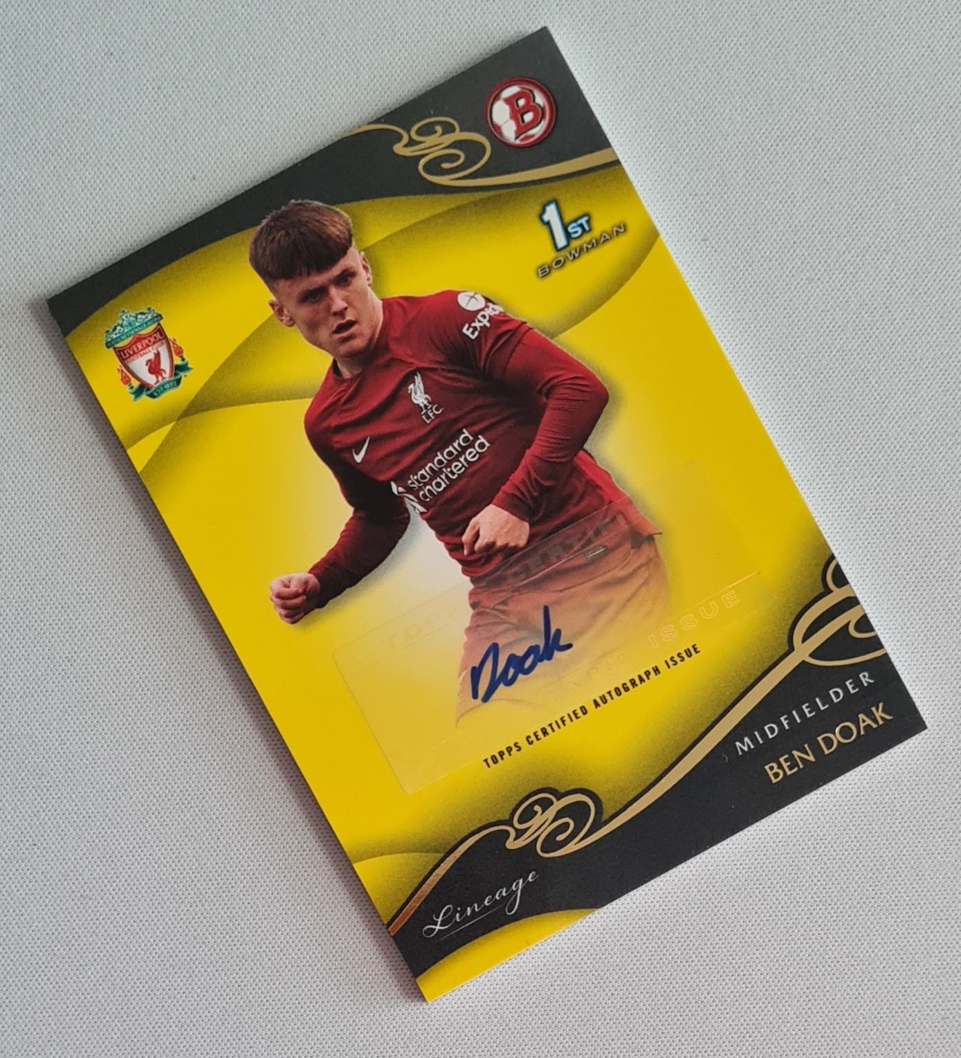 Ben Doak - 2022/23 Topps Liverpool FC Lineage LFC Academy Autograph Yellow /75 #AU-BD