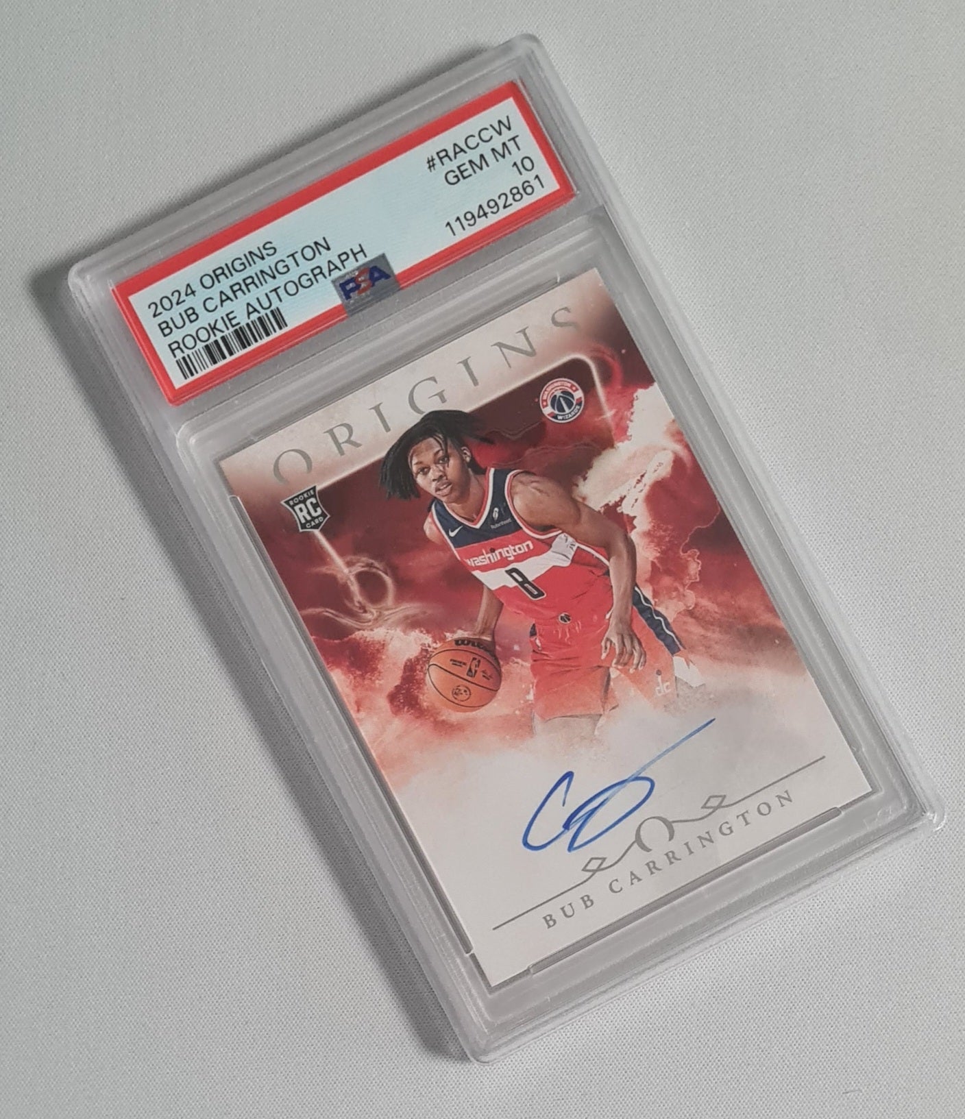 Bub Carrington - 2024 Panini Origins Rookie Autograph PSA 10 #RACCW Washington Wizards