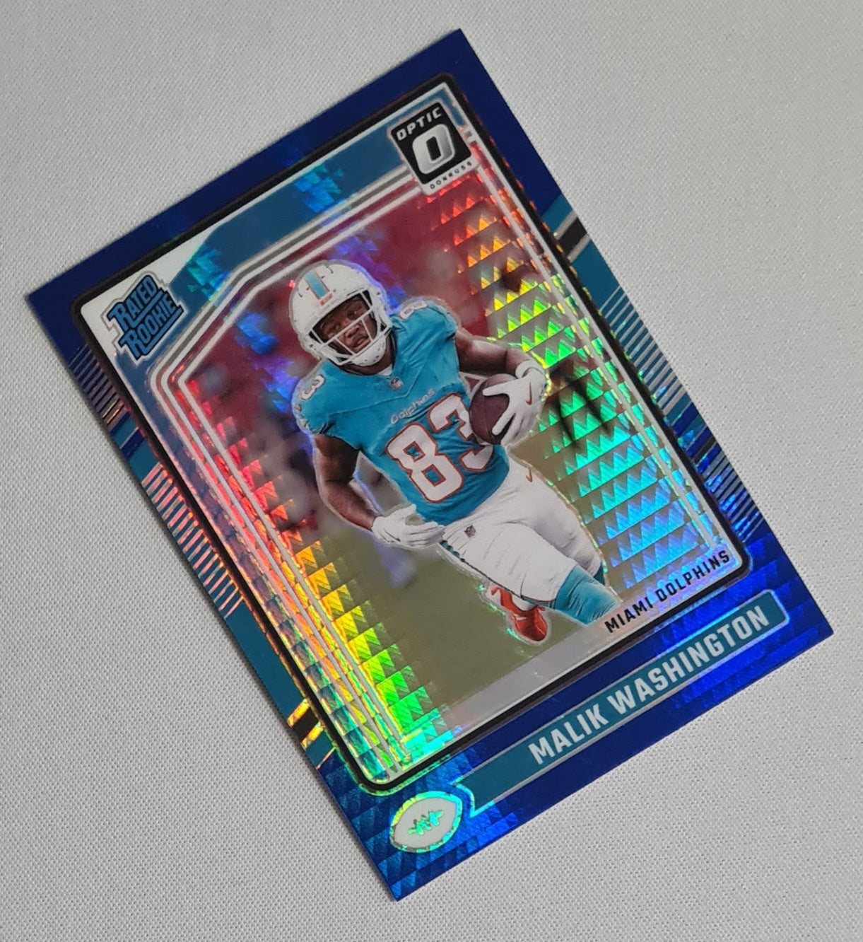 Malik Washington - 2024 Panini Donruss Optic Blue Hyper Rated Rookie #272 Miami Dolphins
