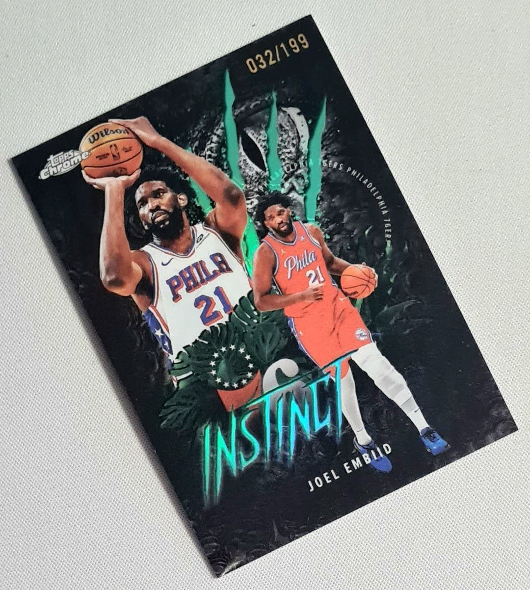 Joel Embiid - 2025/26 Topps Chrome Instinct Aqua /199 #INS-10 Philadelphia 76ers