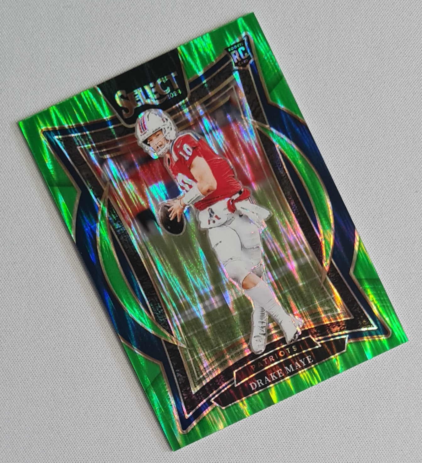 Drake Maye - 2024 Panini Select Football Rookie Card Green Shock /599 Concourse #27 New England Patriots