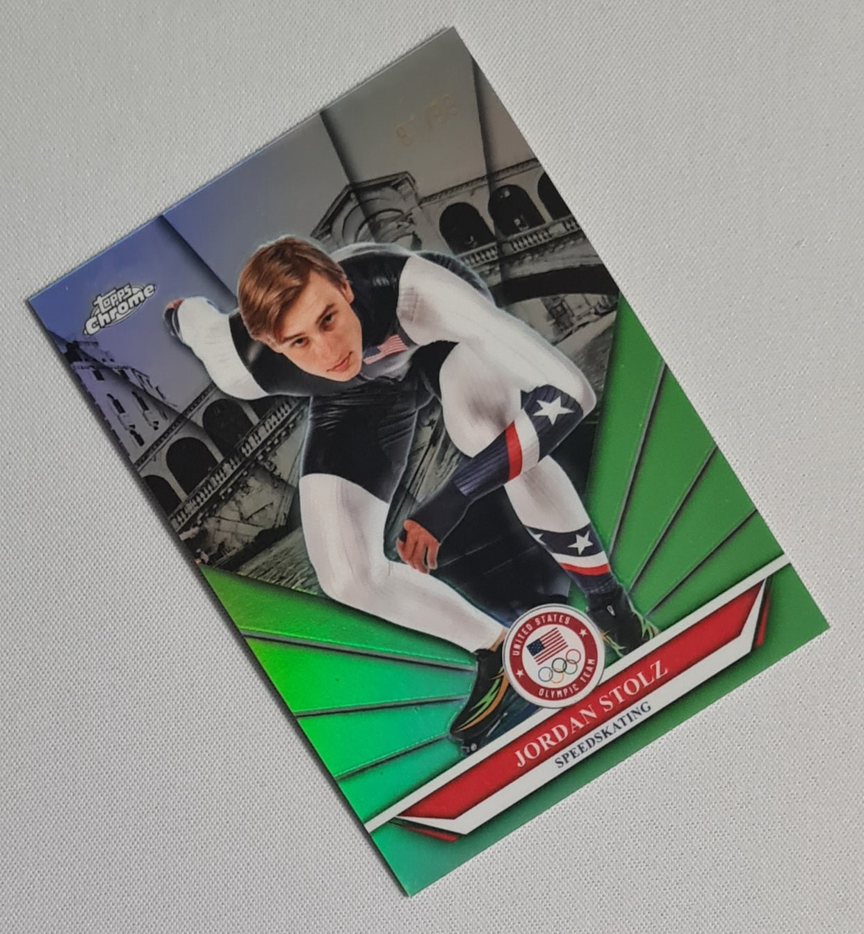Jordan Stolz - 2026 Topps Chrome Winter Olympics Speedskating Green /99 #BU-11