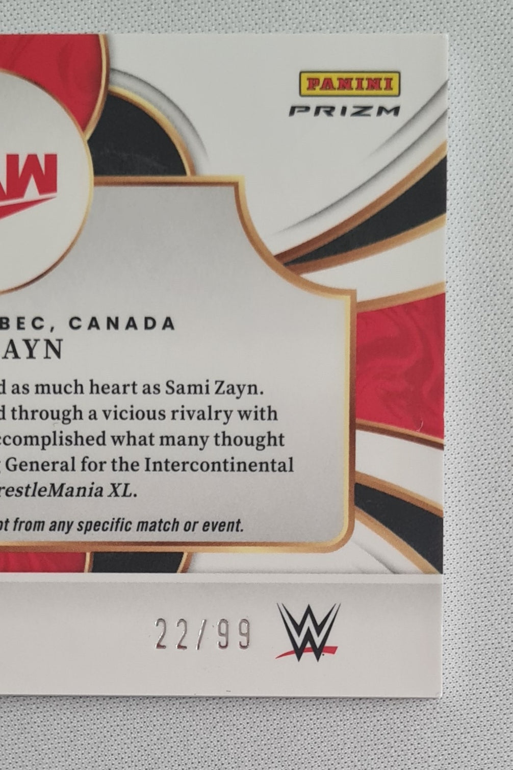Sami Zayn - 2024 Panini Select WWE Selective Swatches Red /99 #SW-SZN