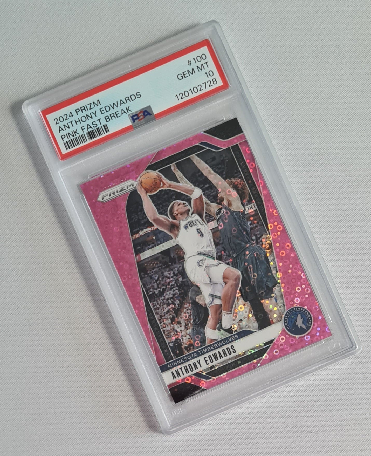 Anthony Edwards - 2024 Panini Prizm Pink Fast Break /50 PSA 10 #100 Minnesota Timberwolves