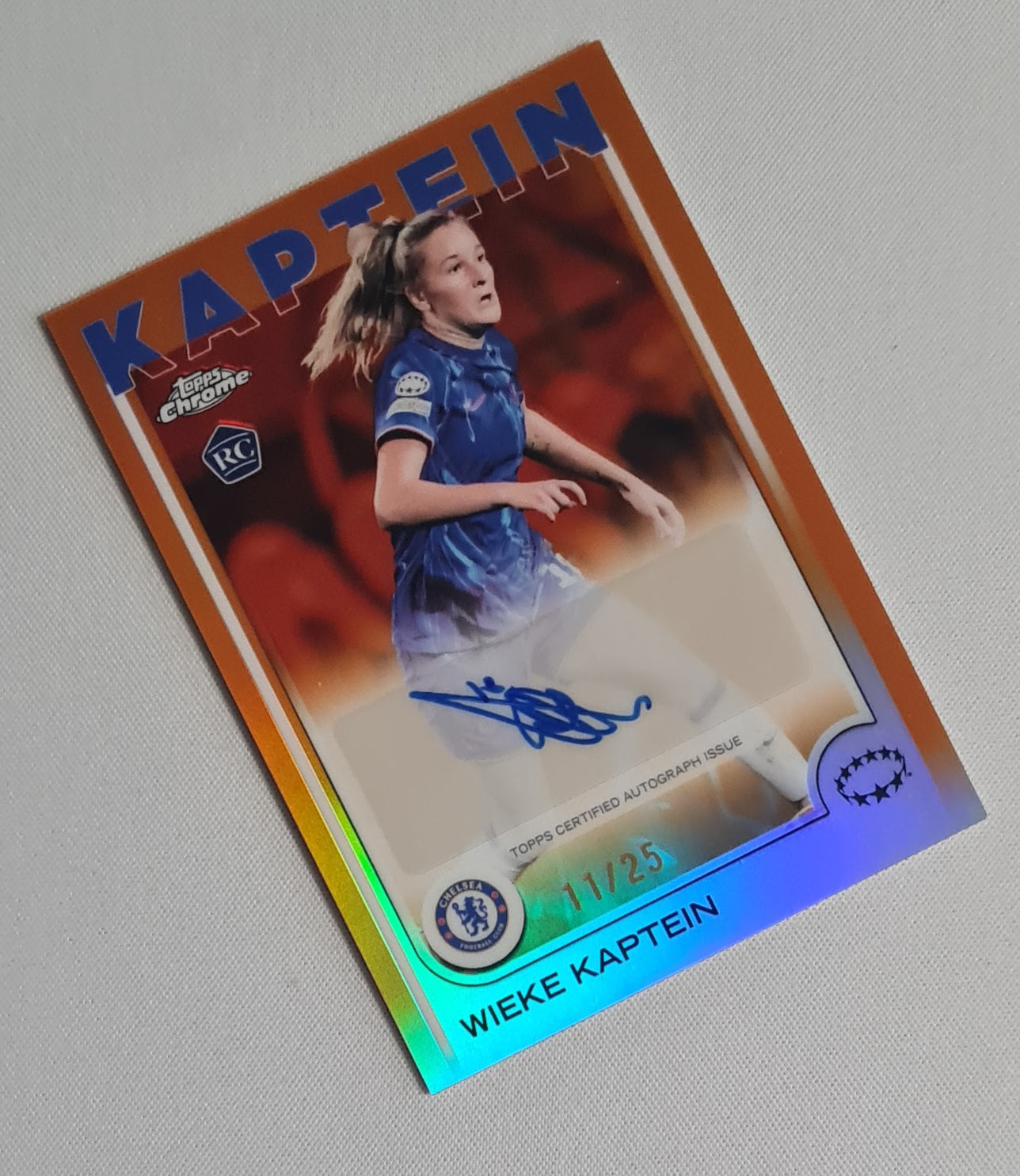 Wieke Kaptein - 2024/25 Topps Chrome UEFA Womens CL Auto Orange /25 #AV-WK Chelsea FC