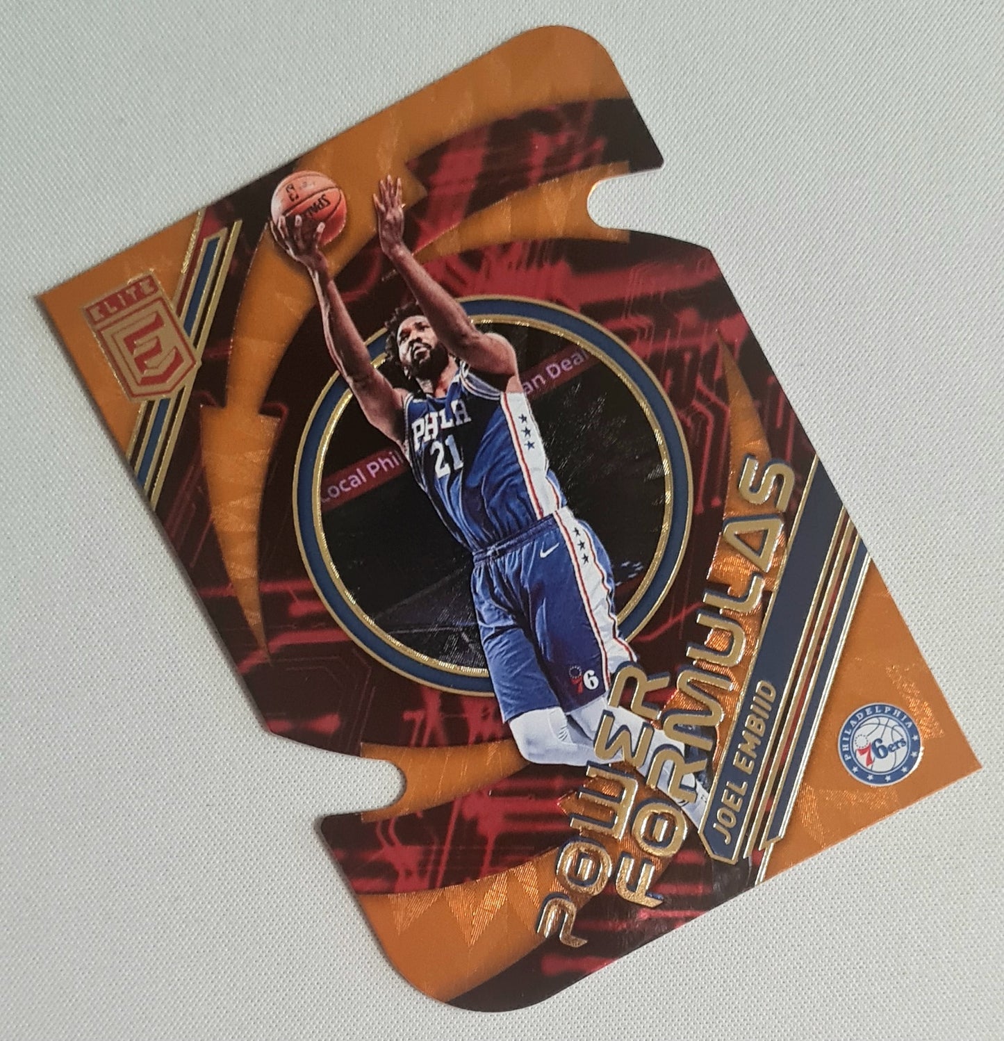 Joel Embiid - 2021/22 Panini Donruss Elite Power Formulas Orange Die-cut #1 Philadelphia 76ers