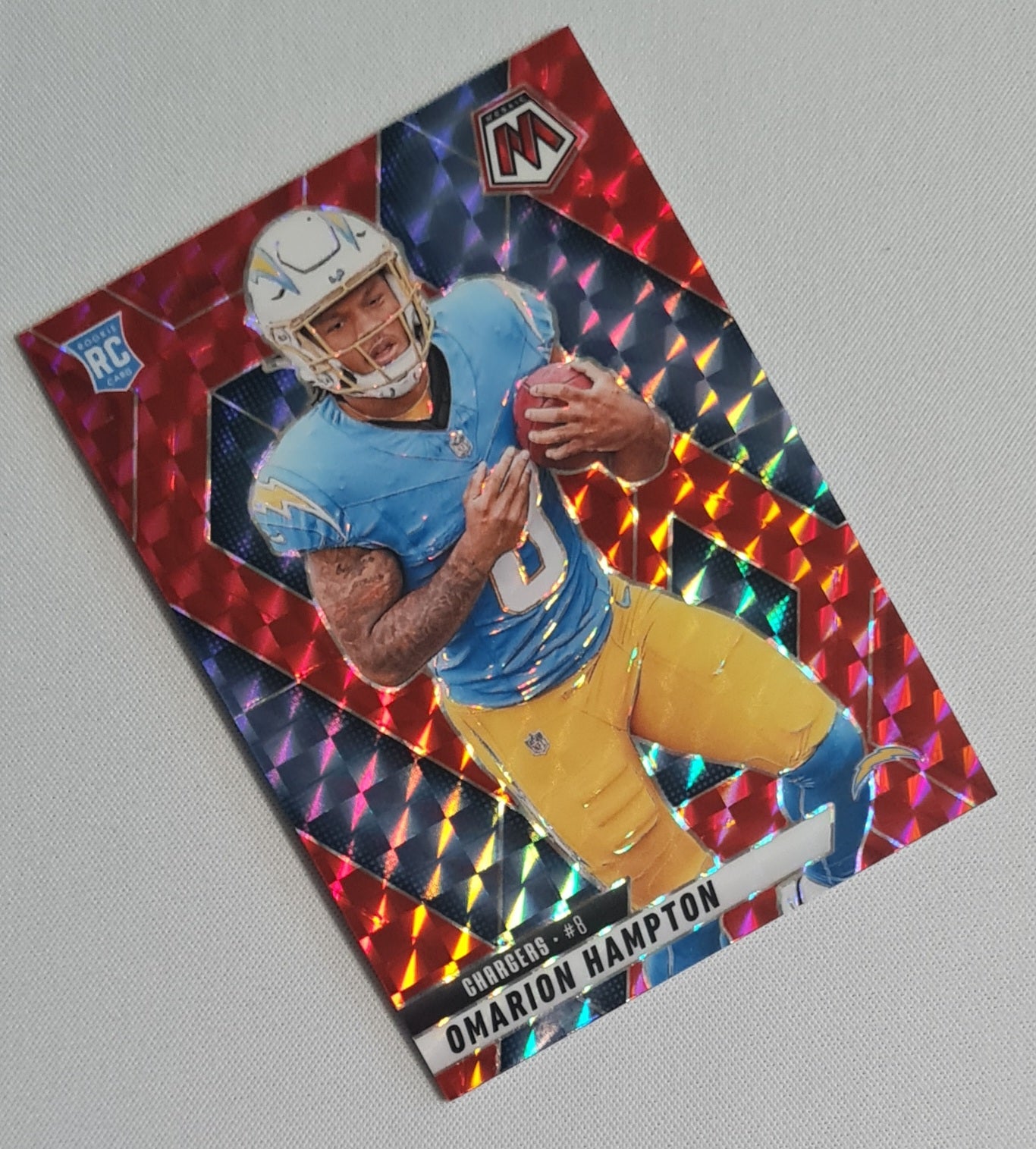 Omarion Hampton - 2025 Panini Mosaic Football Red Prizm #335 Los Angeles Chargers