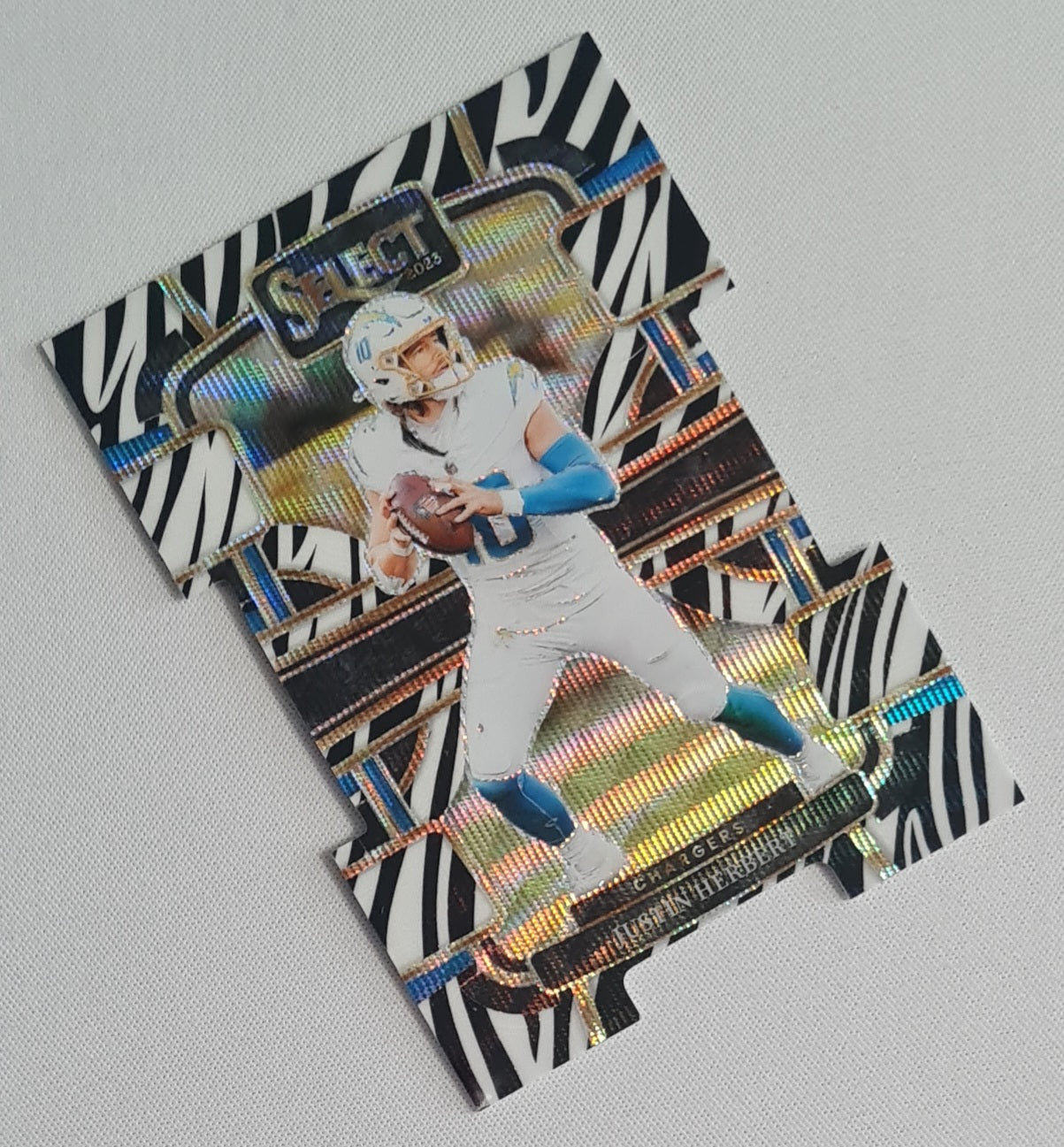 Justin Herbert - 2023 Panini Select Zebra Concourse Prizm #52 Los Angeles Chargers