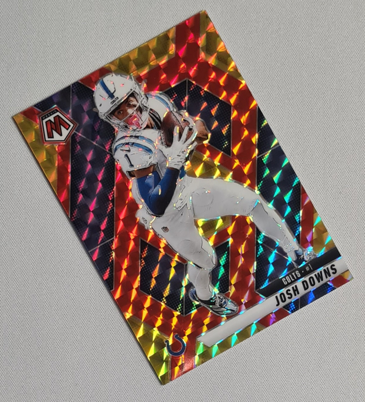 Josh Downs - 2025 Panini Mosaic Fusion Red Yellow /89 #145 Indianapolis Colts