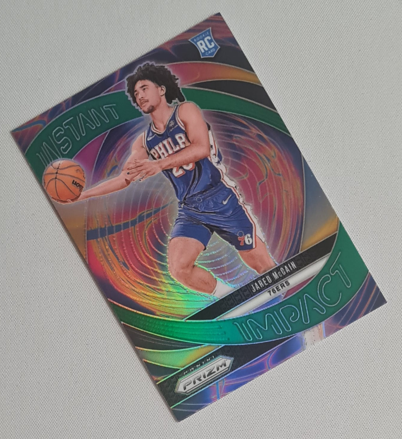 Jared McCain - 2024 Panini Prizm Basketball Instant Impact Green Prizm #10 Philadelphia 76ers
