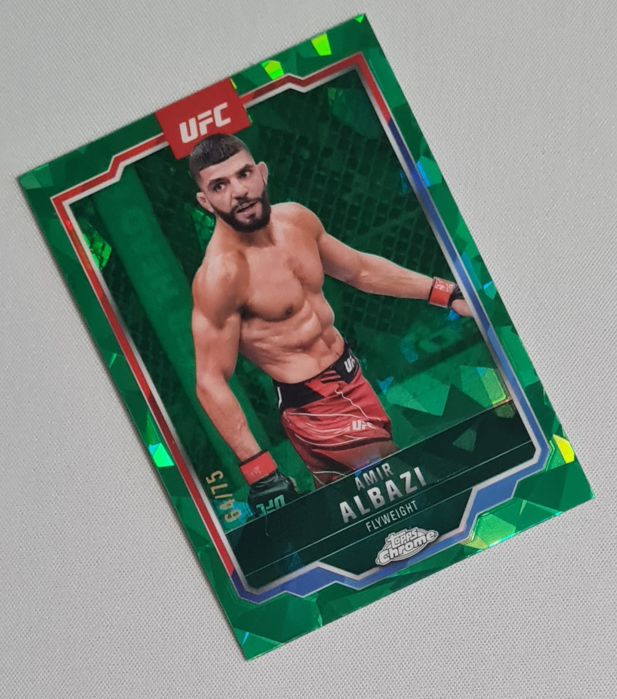 Amir Albazi - 2025 Topps Chrome UFC Sapphire Green Cracked Ice /75 #175