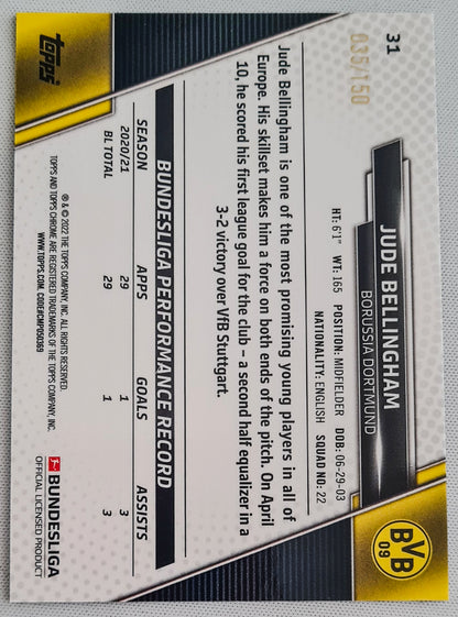 Jude Bellingham - 2022 Topps Chrome Bundesliga Blue Refractor /150