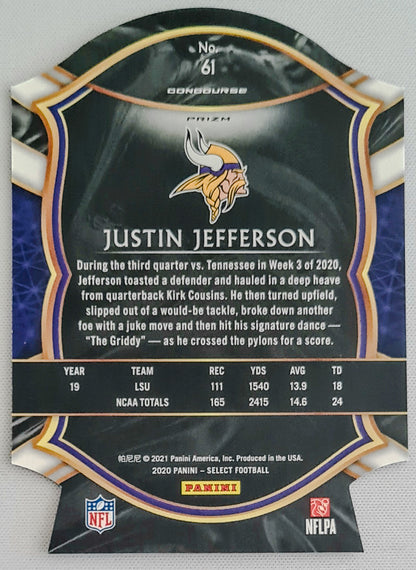 Justin Jefferson - 2020 Panini Select Football RC Conourse Die Cut Red Prizm