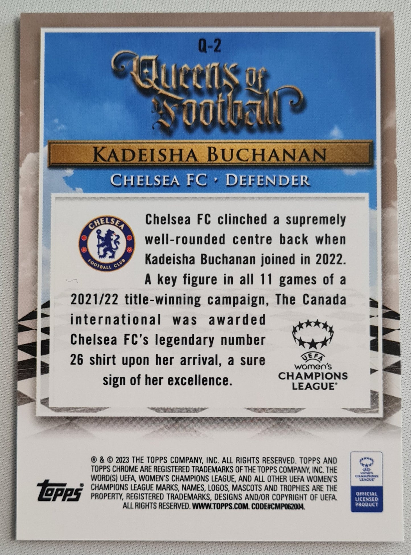 Kadeisha Buchanan - 2023 Topps Chrome - Queens of Football - Chelsea