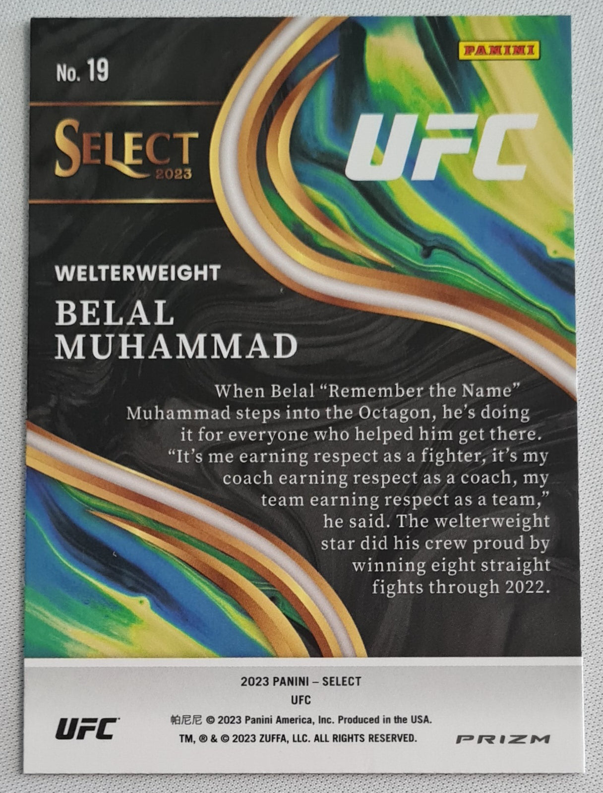 Belal Muhammad - 2023 Panini Select Sensations- UFC #19