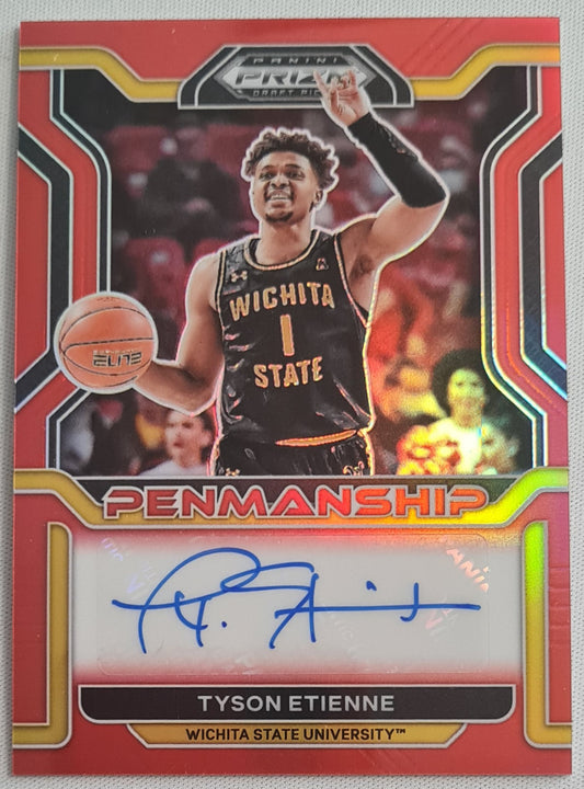 Tyson Etienne - 2022 Panini Prizm Draft Picks - Penmanship - Red /199 Auto