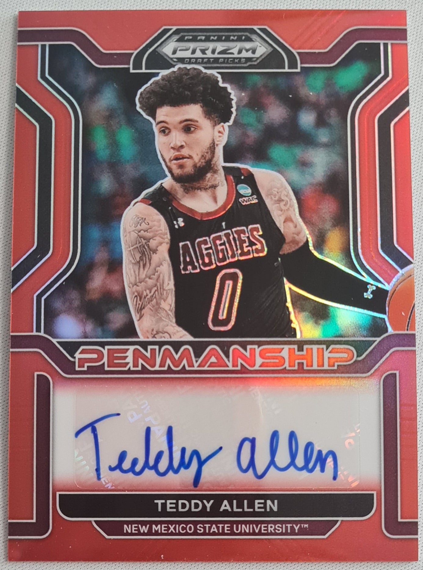 Teddy Allen - 2022 Prizm Draft Picks - Penmanship - Red /199 Auto