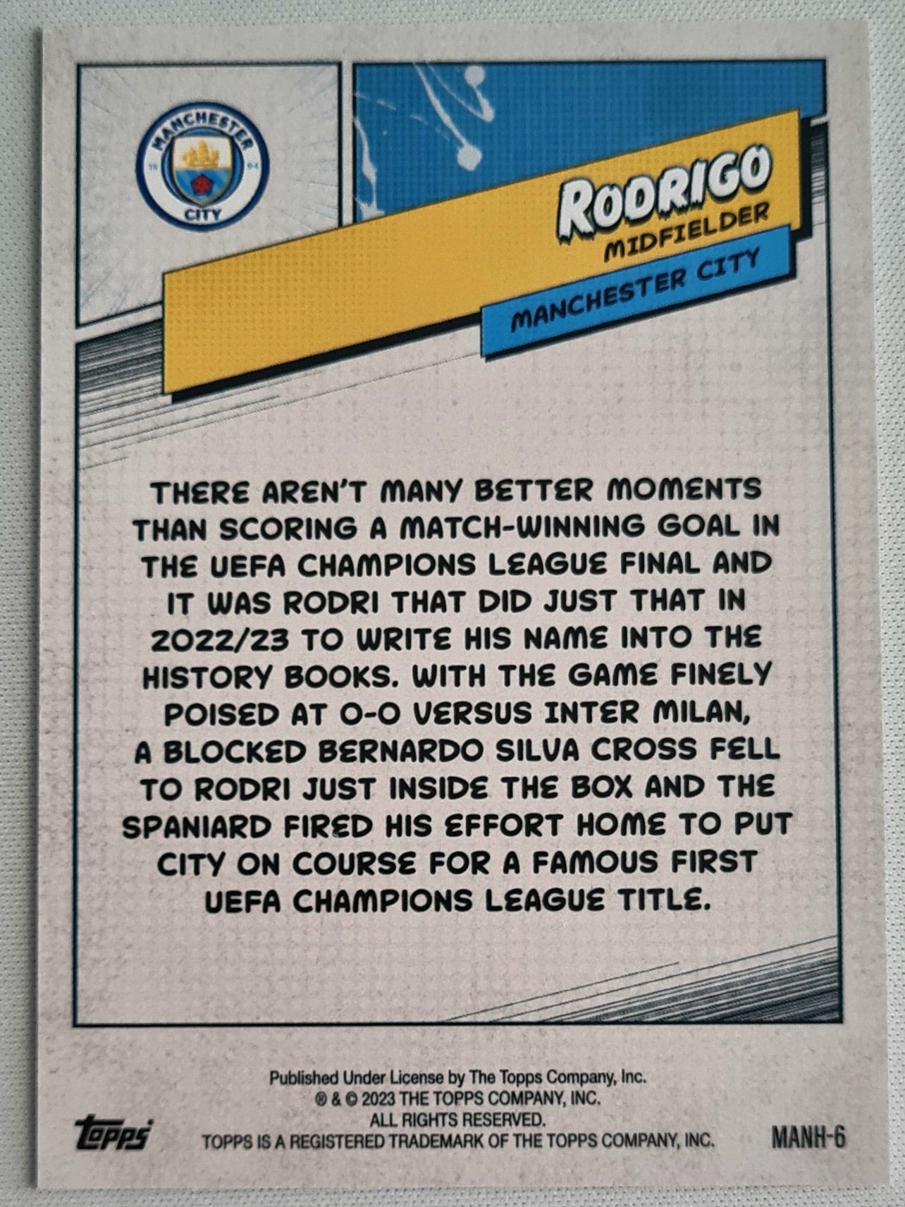 Rodrigo - 2023 Topps #MANH-6  FAN SET Manchester City FC