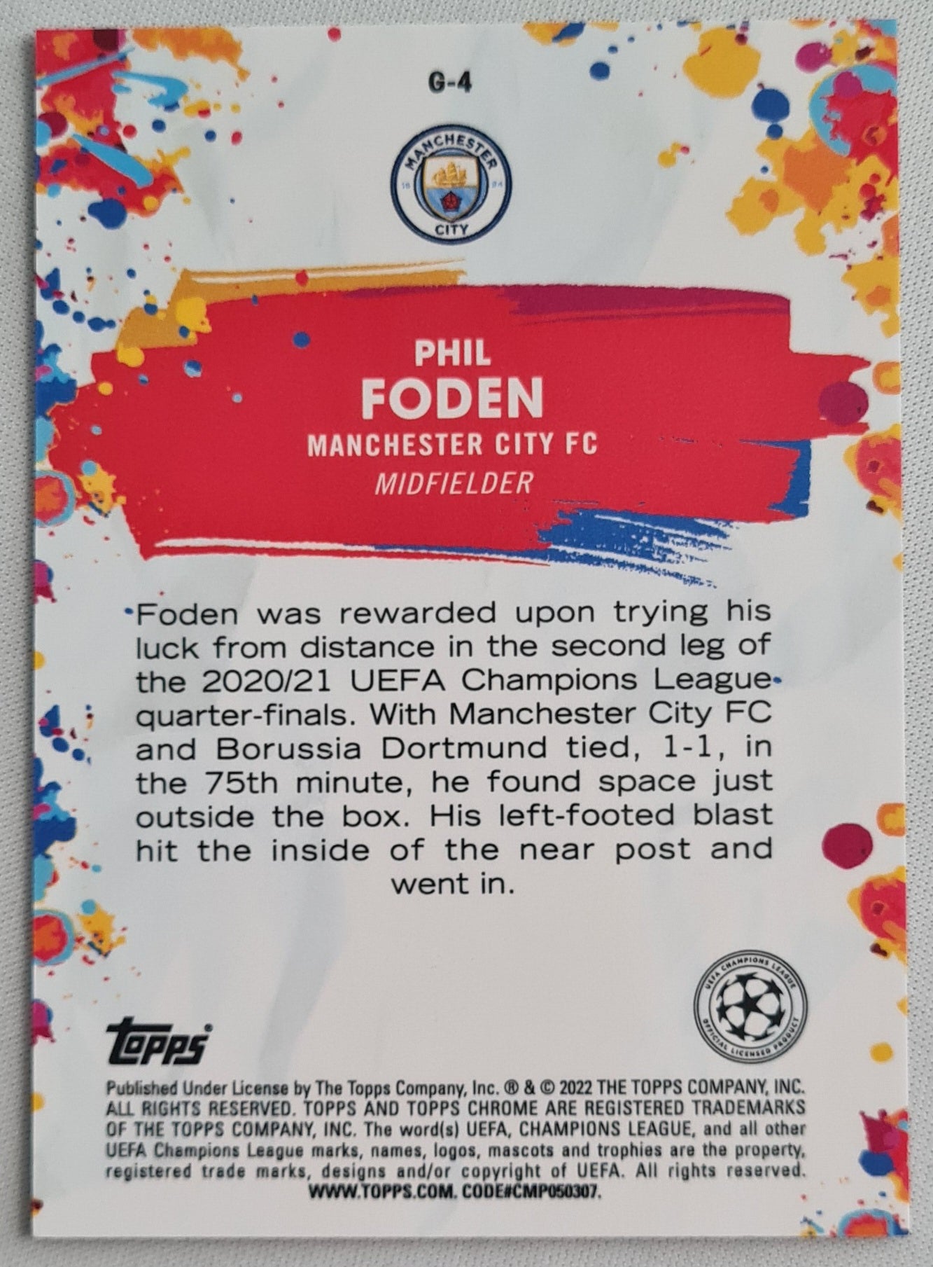 Phil Foden - 2022 Topps Chrome CL - GOLAZO - Manchester City FC