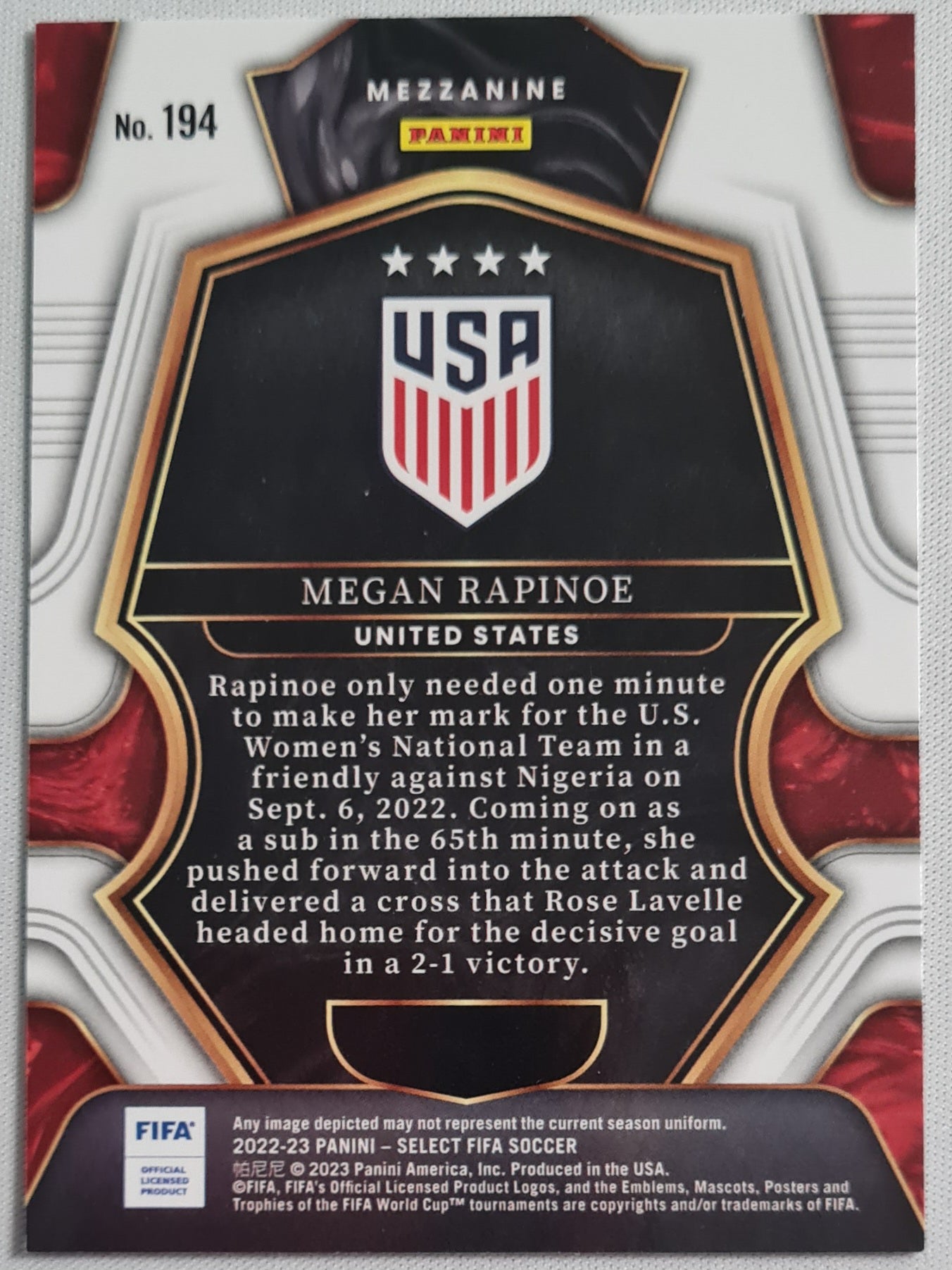 Megan Rapinoe - 2022 Panini Select #194 Team USA
