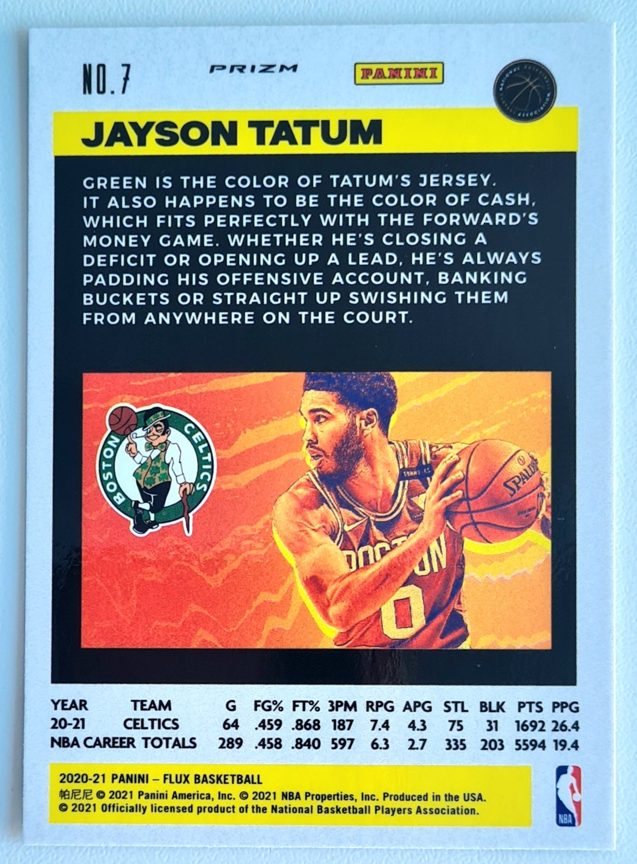 Jayson Tatum - 2020 Panini Flux Silver Cracked Ice Boston Celtics #7