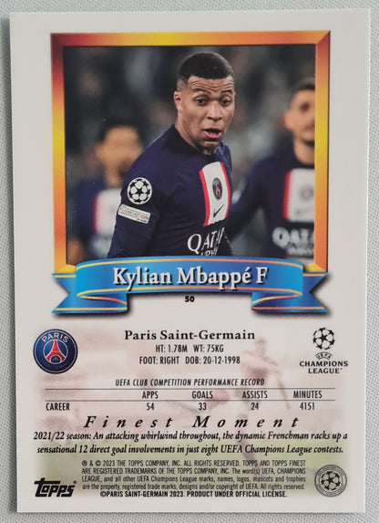 Kylian Mbappe - 2023 Topps Finest Moments #50 - PSG